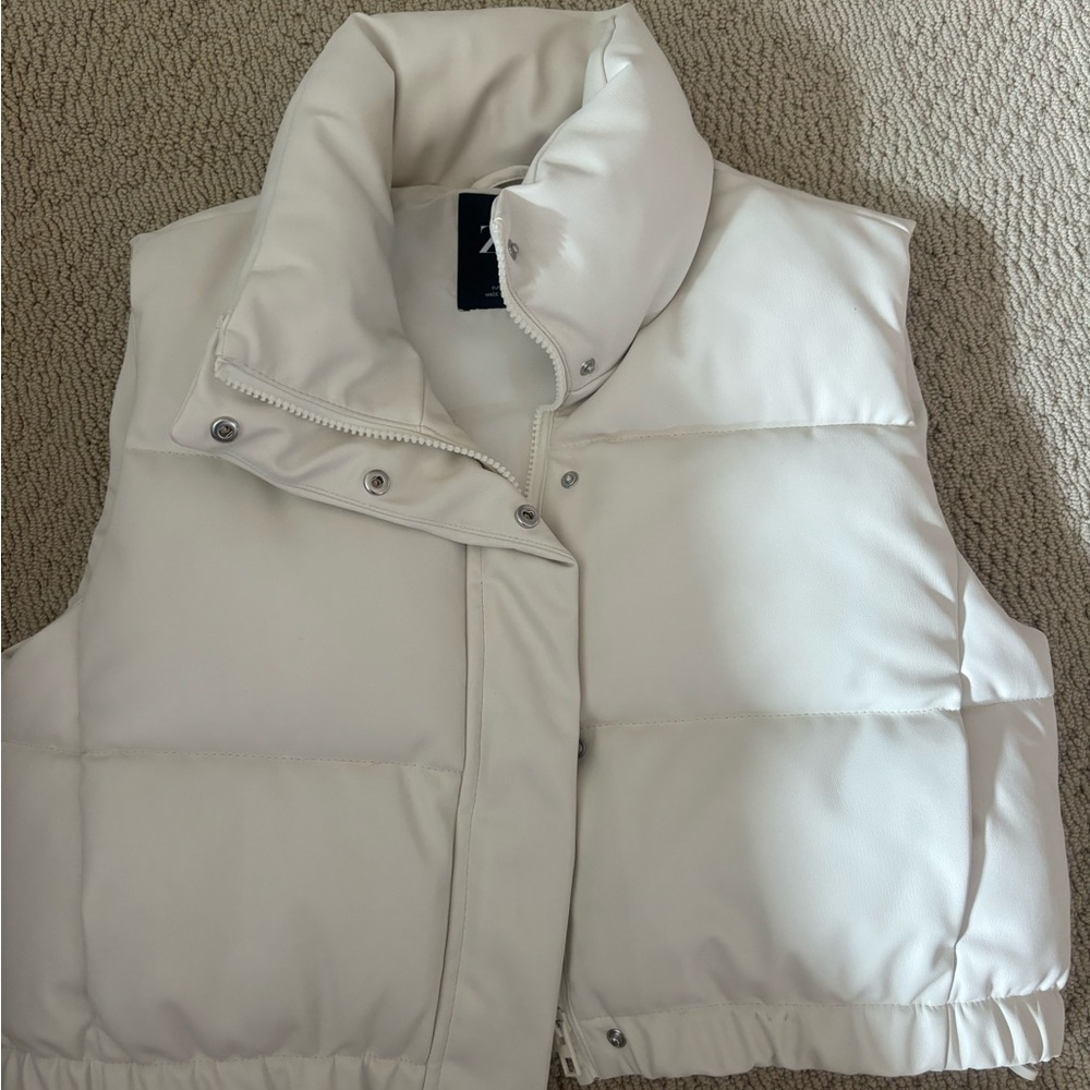 Zara leather puffer vest